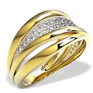 Pierścionek z żółtego złota z brylantami LP-48Z-B