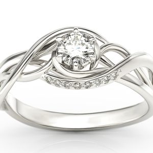 Pierścionek z białego złota z białym szafirem i brylantami BP-7130B