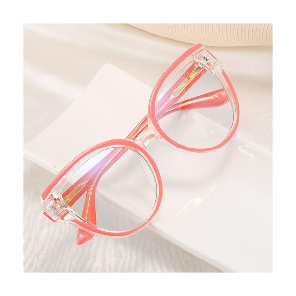 Damskie kocie okulary zerówki do komputera BLUE LIGHT na teleskopach 25128D Róż/Transparentny