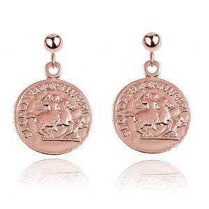 Kolczyki Antique z monetą - rose gold