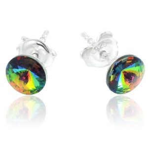Srebrne kolczyki z kryształkiem Swarovski Rivoli - XS - multikolor - Vitrail Medium