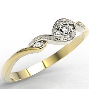 Pierścionek z żółtego i białego złota z diamentami LP-75ZB