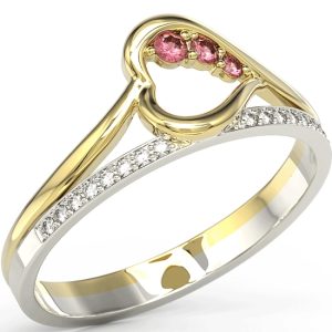 Pierścionek z żółtego i białego złota z rubinami i brylantami BP-83ZB