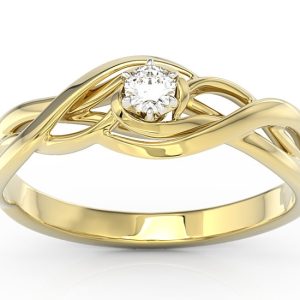 Pierścionek zaręczynowy z brylantem z żółtego złota BP-72Z