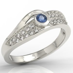 Pierścionek z brylantami i szafirem JP-53B