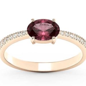 Pierścionek z różowego złota z rubinem i cyrkoniami BP-58P-C