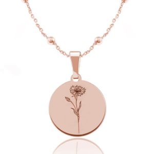Kwiaty Polskie - Naszyjnik z Chabrem - łańcuszek kulki - rose gold