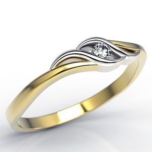 Pierścionek zaręczynowy z żółtego i białego złota z brylantem LP-9304ZB