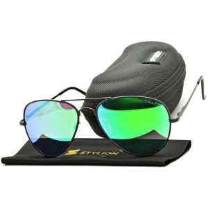 Zielone okulary przeciwsłoneczne pilotki z polaryzacją STP31A