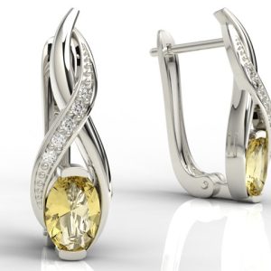 Kolczyki z białego złota z cytrynami i brylantami APK-69B