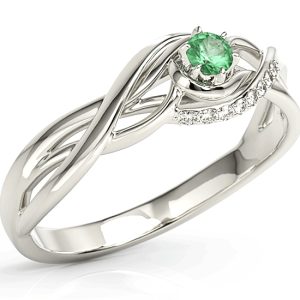 Pierścionek z białego złota ze szmaragdem i brylantami BP-71B-SZM/D