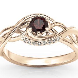 Pierścionek z różowego złota z granatem i brylantami BP-7130P
