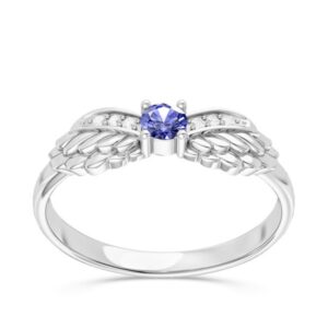 Pierścionek z białego złota z tanzanitem i brylantami CP-62B