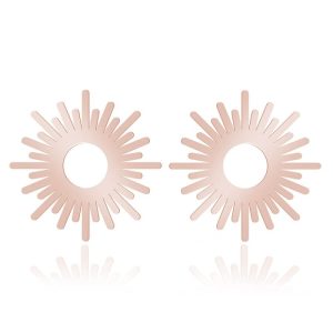 Srebrne kolczyki Somer - Słońce - sztyfty - rose gold