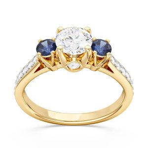 Pierścionek z żółtego złota z szafirami i brylantami CP-31Z