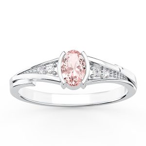 Pierścionek z białego złota z morganitem i diamentami JP-2705B