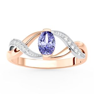Pierścionek z różowego i białego złota z tanzanitem i brylantami AP-69PB