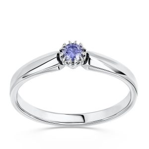 Pierścionek zaręczynowy z białego złota z tanzanitem BP-2110B