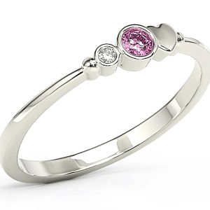 Pierścionek z białego złota z cyrkoniami Swarovski różową i białą BP-6809B-C
