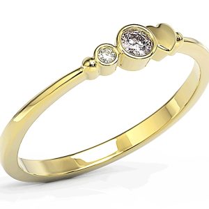 Pierścionek z żółtego złota z cyrkoniami lavendową i białą Swarovski BP-6809Z-C