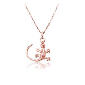 Naszyjnik jaszczurka gekon - rose gold