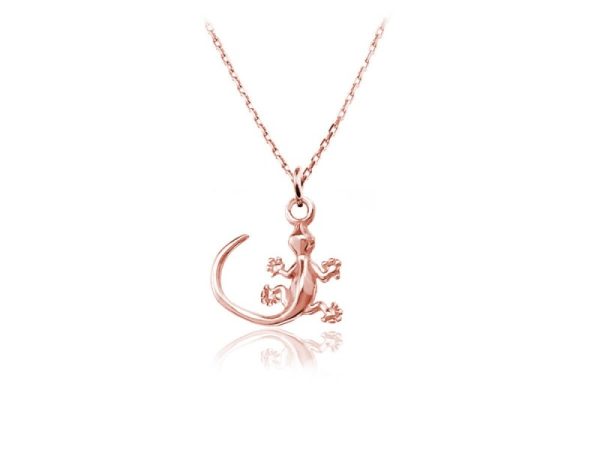 Naszyjnik jaszczurka gekon - rose gold