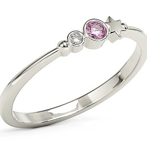 Pierścionek z białego złota z cyrkoniami Swarovski Różowy BP-6707B-C/PINK