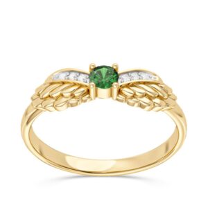 Pierścionek z żółtego złota ze szmaragdem i brylantami CP-62Z