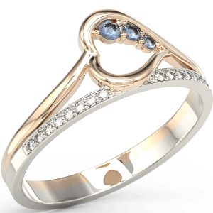 Pierścionek z różowego i białego złota z szafirami i brylantami BP-83PB