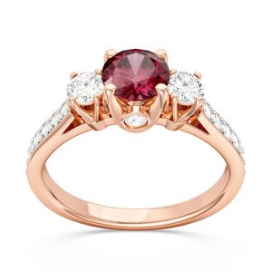 Pierścionek z różowego złota z rubinem i brylantami CP-31Z