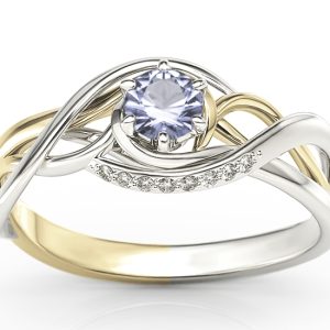 Pierścionek z białego i żółtego złota z tanzanitem i brylantami BP-7130BZ