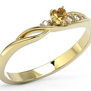 Pierścionek z żółtego złota z topazem Swarovski Honey i cyrkoniami BP-81Z-TOP-HON/C