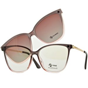 Damskie kocie okulary do komputera z nakładką przeciwsłoneczną Clip-on 2594-5