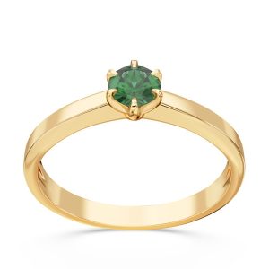 Pierścionek zaręczynowy z żółtego złota ze szmaragdem CP-2420Z