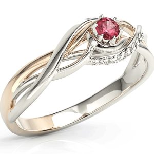 Pierścionek z białego i różowego złota z rubinem i brylantami BP-71BP-RUB/D