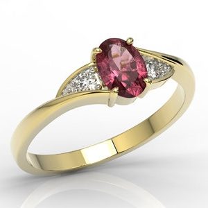 Pierścionek z żółtego złota z rubinem i diamentami AP-60Z-R