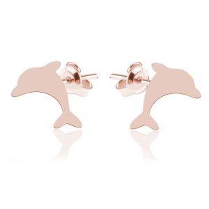 Srebrne kolczyki Delfinki - rose gold