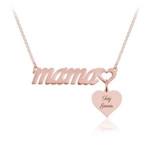 Naszyjnik Mama z sercem - grawer gratis - rose gold