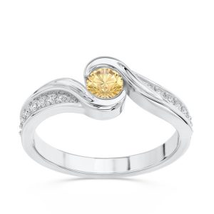 Pierścionek z białego złota z cytrynem i brylantami wzór BP-2839B