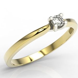 Pierścionek zaręczynowy z żółtego i białego złota z diamentami LP-8108ZB