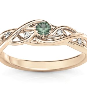 Pierścionek z różowego złota ze szmaragdem i brylantami BP-75P