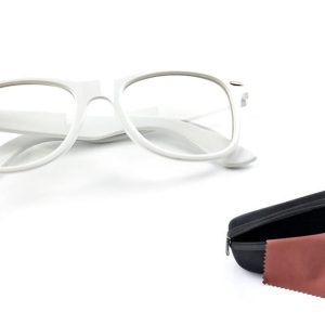 Klasyczne białe okulary zerówki nerdy NR-31