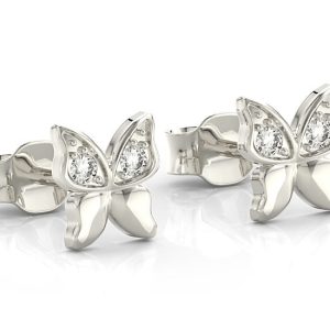 Kolczyki motylki z białego złota z cyrkoniami BPK-88B-C