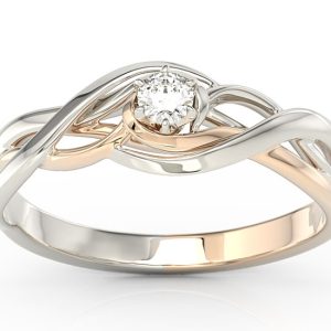 Pierścionek zaręczynowy z brylantem z białego i różowego złota BP-72BP