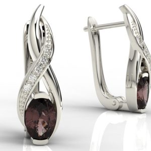 Kolczyki z białego złota z granatami i brylantami APK-69B