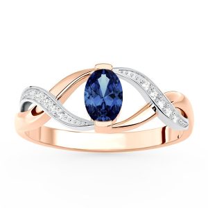 Pierścionek z różowego i białego złota z szafirem i brylantami AP-69PB