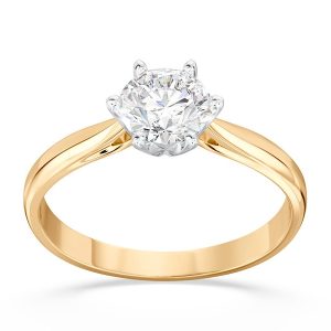 Pierścionek z brylantem certyfikowanym 0,70ct F/VVS1 z żółtego i białego złota AP-6670ZB