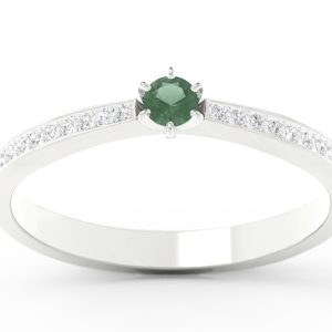 Pierścionek z białego złota ze szmaragdem i brylantami CP-2510B