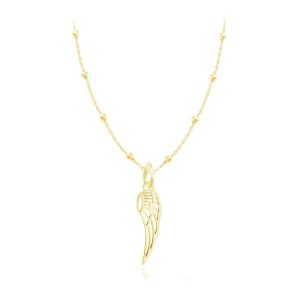 Naszyjnik Wera - łańcuszek kulki i Skrzydło - 24k złocenie