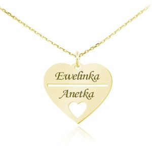 Naszyjnik Serce Renelle III z Imionami - 24k złocenie - Grawer